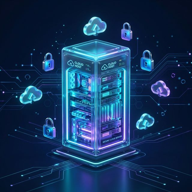 Cloud hosting server illustration
