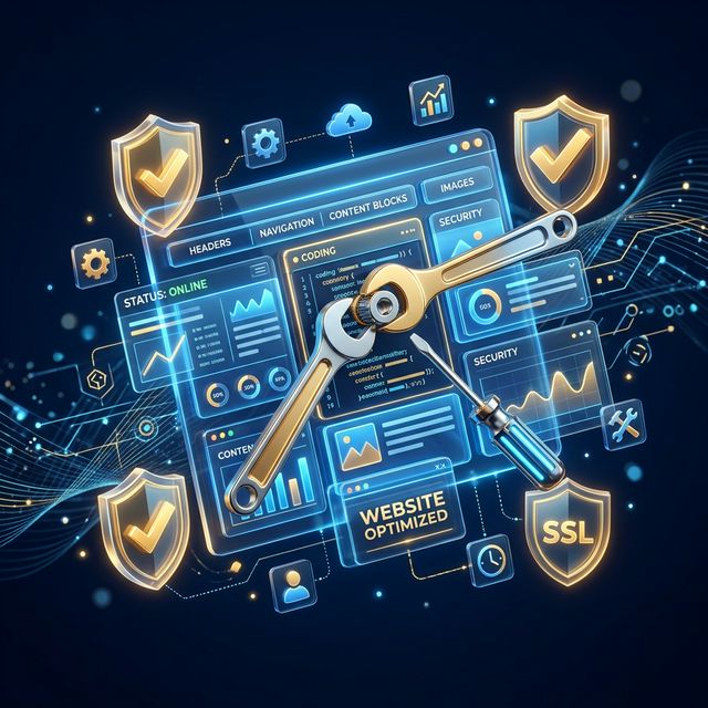 Website maintenance toolkit illustration