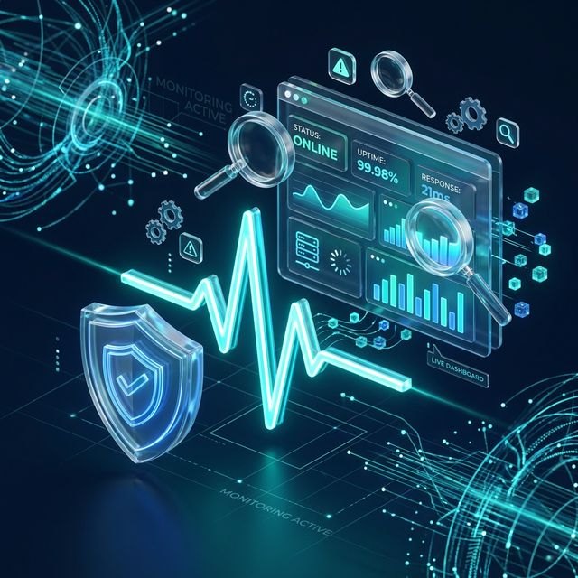 Website health monitoring pulse illustration
